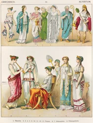 ギリシャの劇場用ドレス、「Trachten der Voelker」、1864年